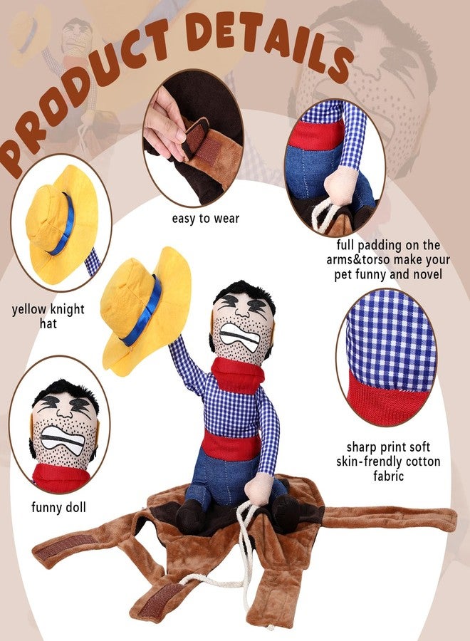 Abbylike 2 Pcs Halloween Dog Costume Knight Pet Costume with Doll and Hat Funny Halloween Costumes for Pet Puppy Suit Dogs Clothes Cosplay Apparel for Holiday Day Puppy Cat(Cowboy,Small) - Image 2